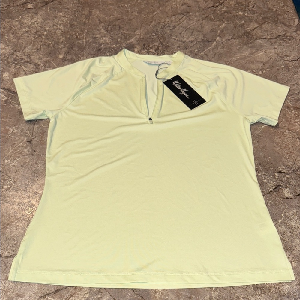 Walter Hagen Light Green Zip Neck Top